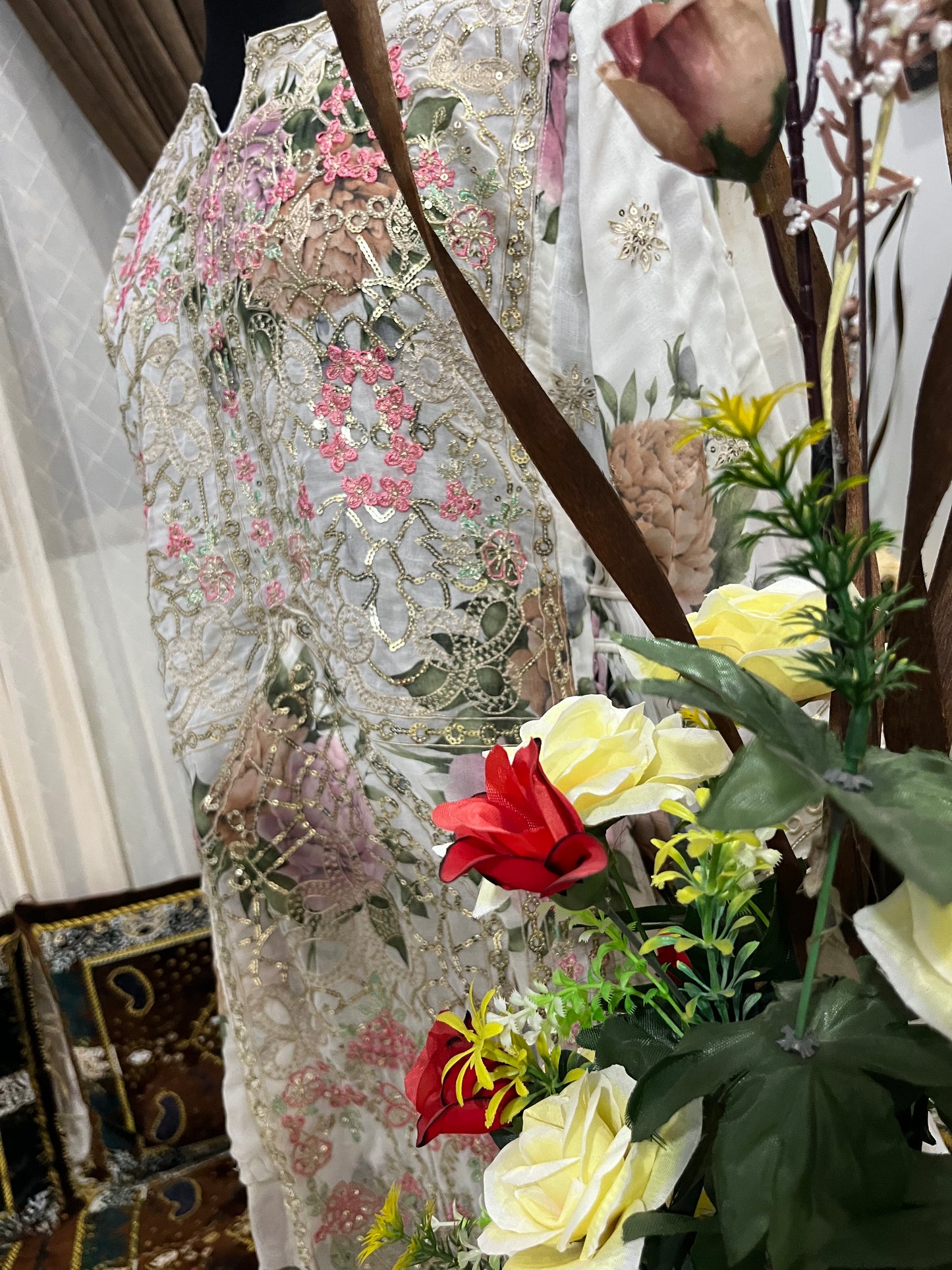 Balochi Dress Laserkari White