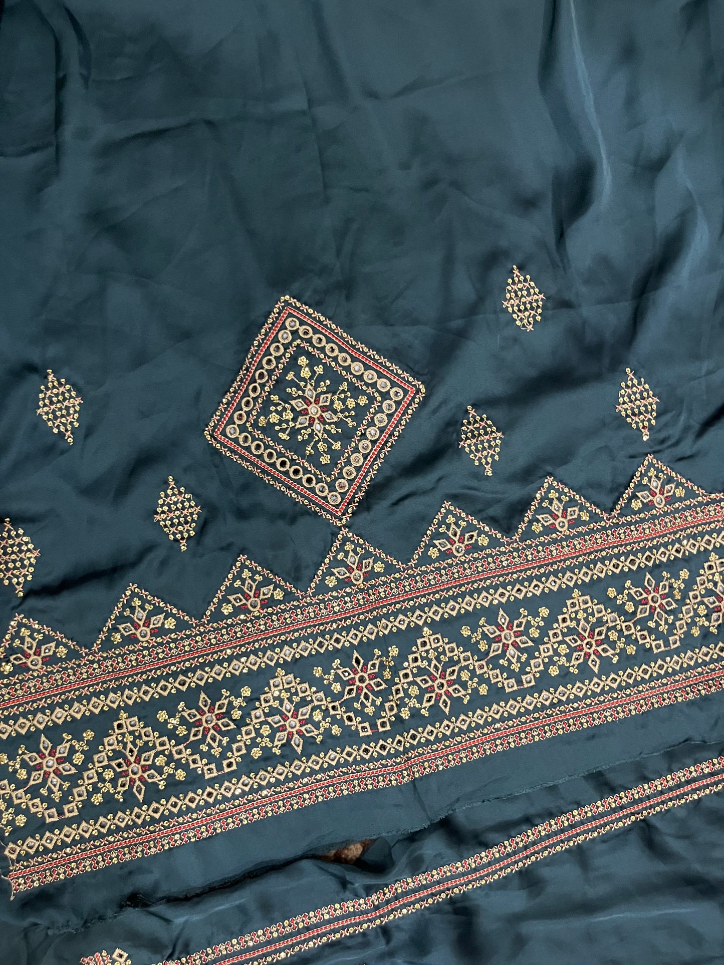 Balochi Kurta Danim Green 3 pcs (Unstitched/Stitched Both available)