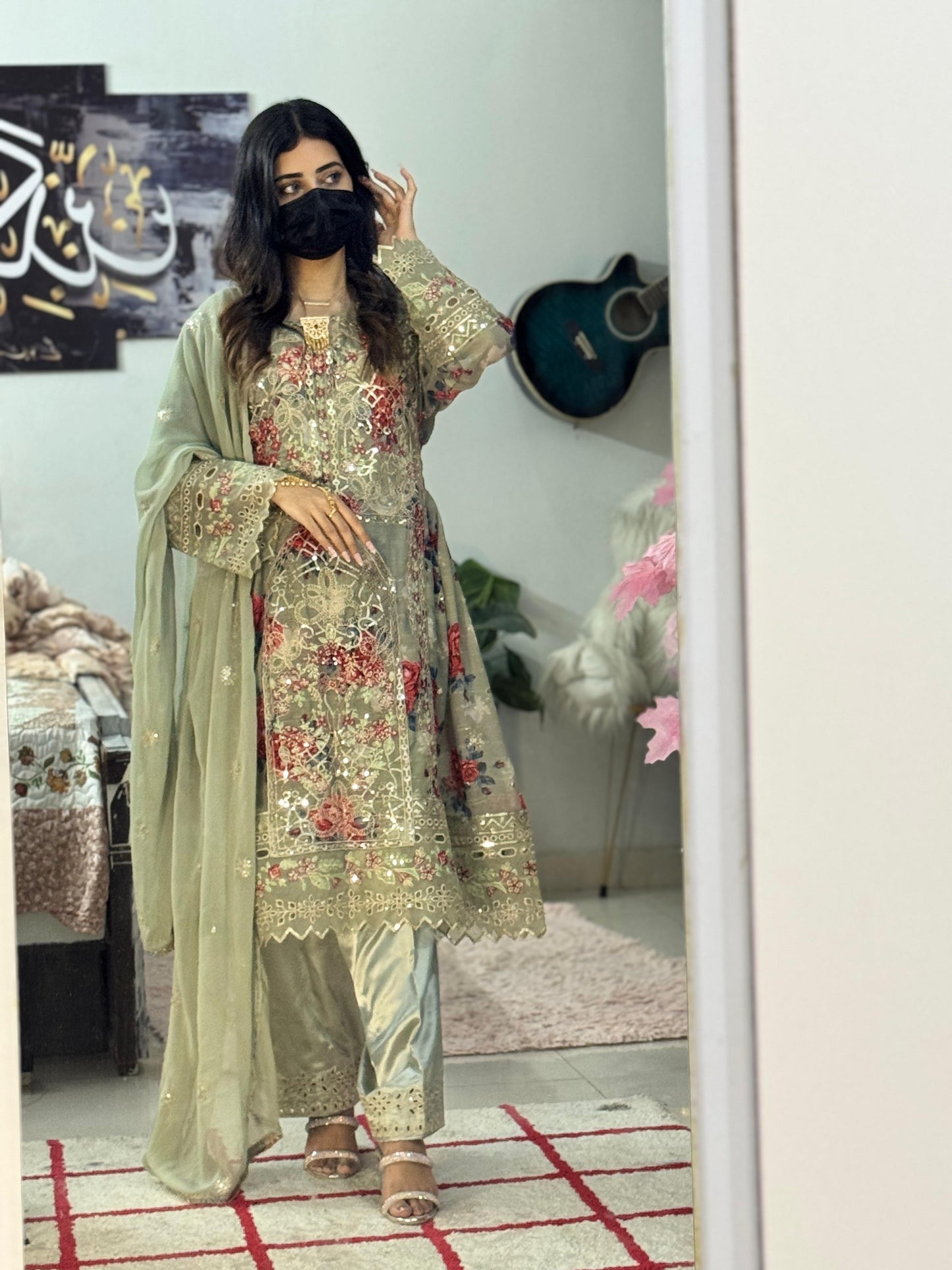 Balochi Dress Laserkari Grey