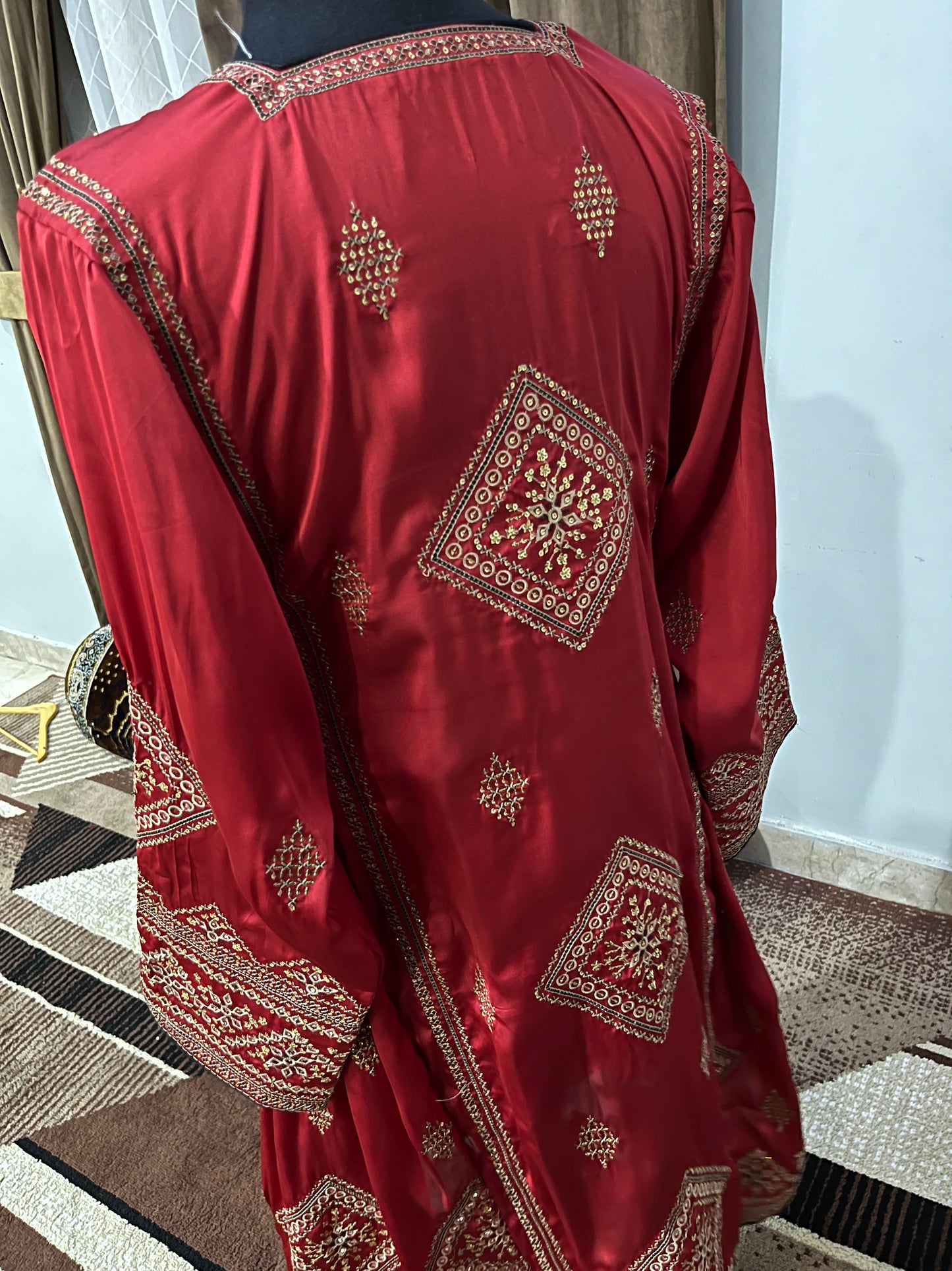 Balochi Dress ChikanKari Red By Manahil & Merab