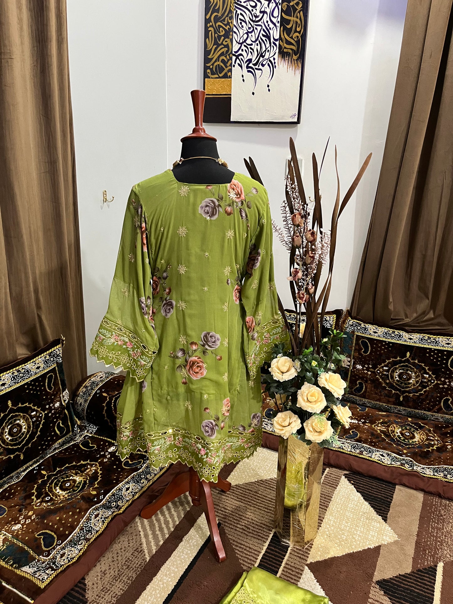 Balochi Dress Laserkari Green