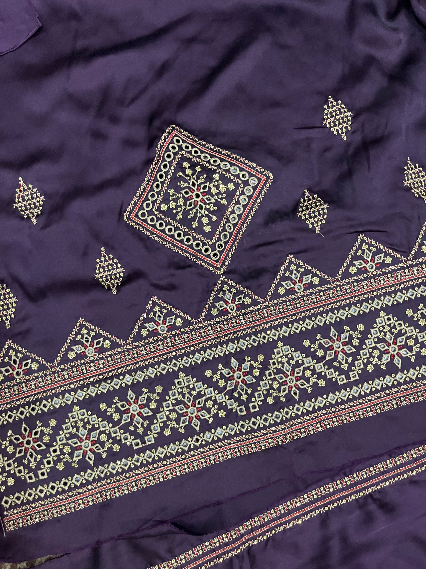 Balochi Kurta Purple 3 pcs (Unstitched/Stitched Both available)