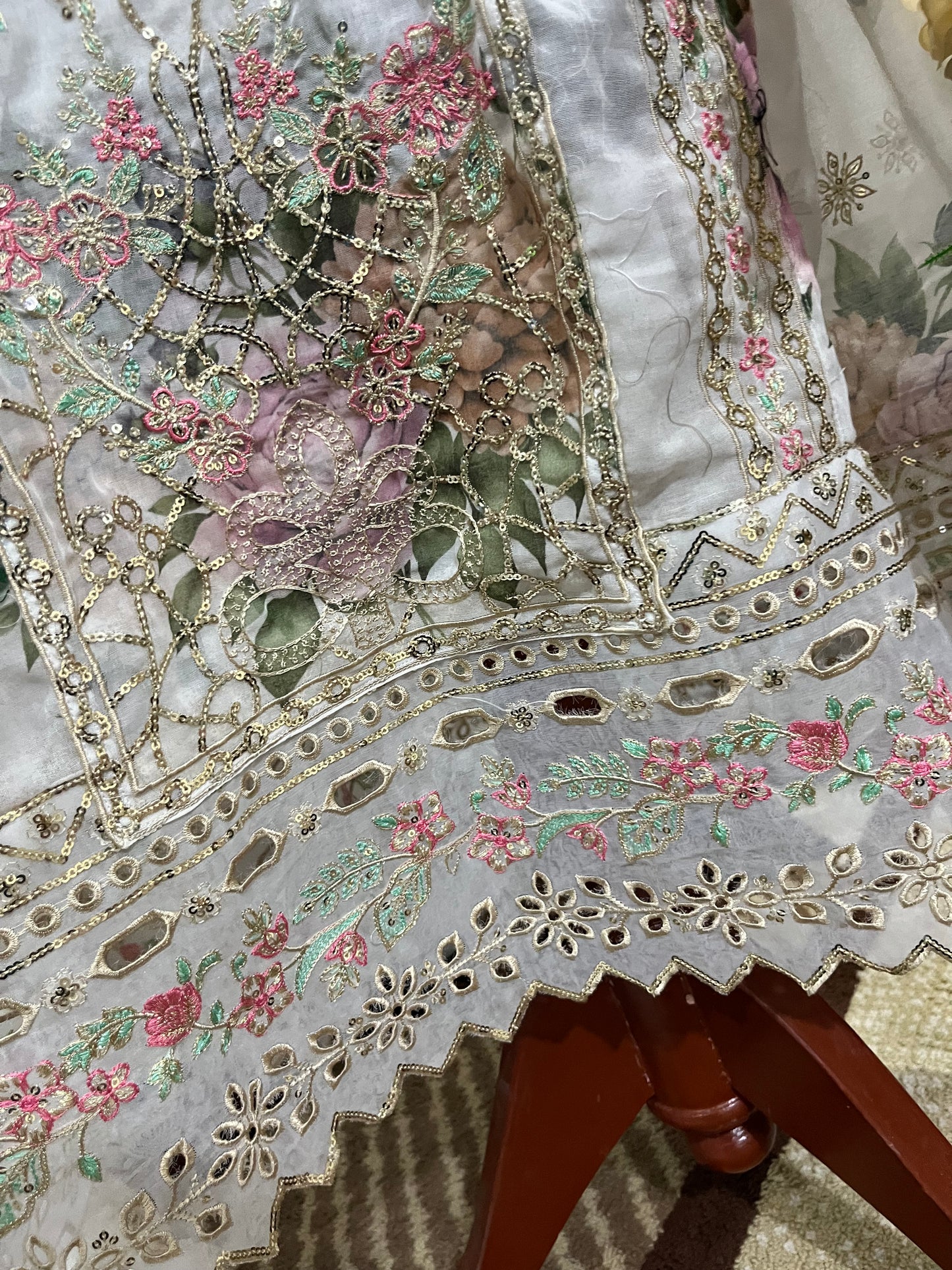 Balochi Dress Laserkari White