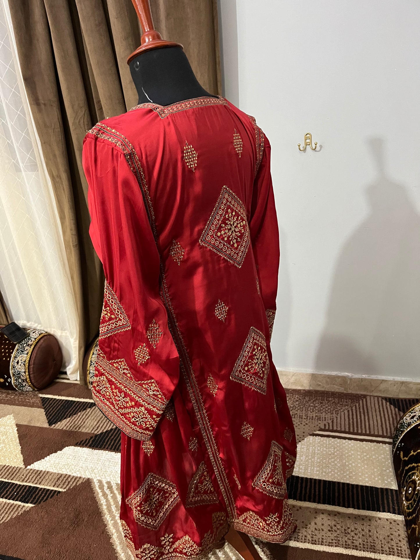 Balochi Dress ChikanKari Red By Manahil & Merab