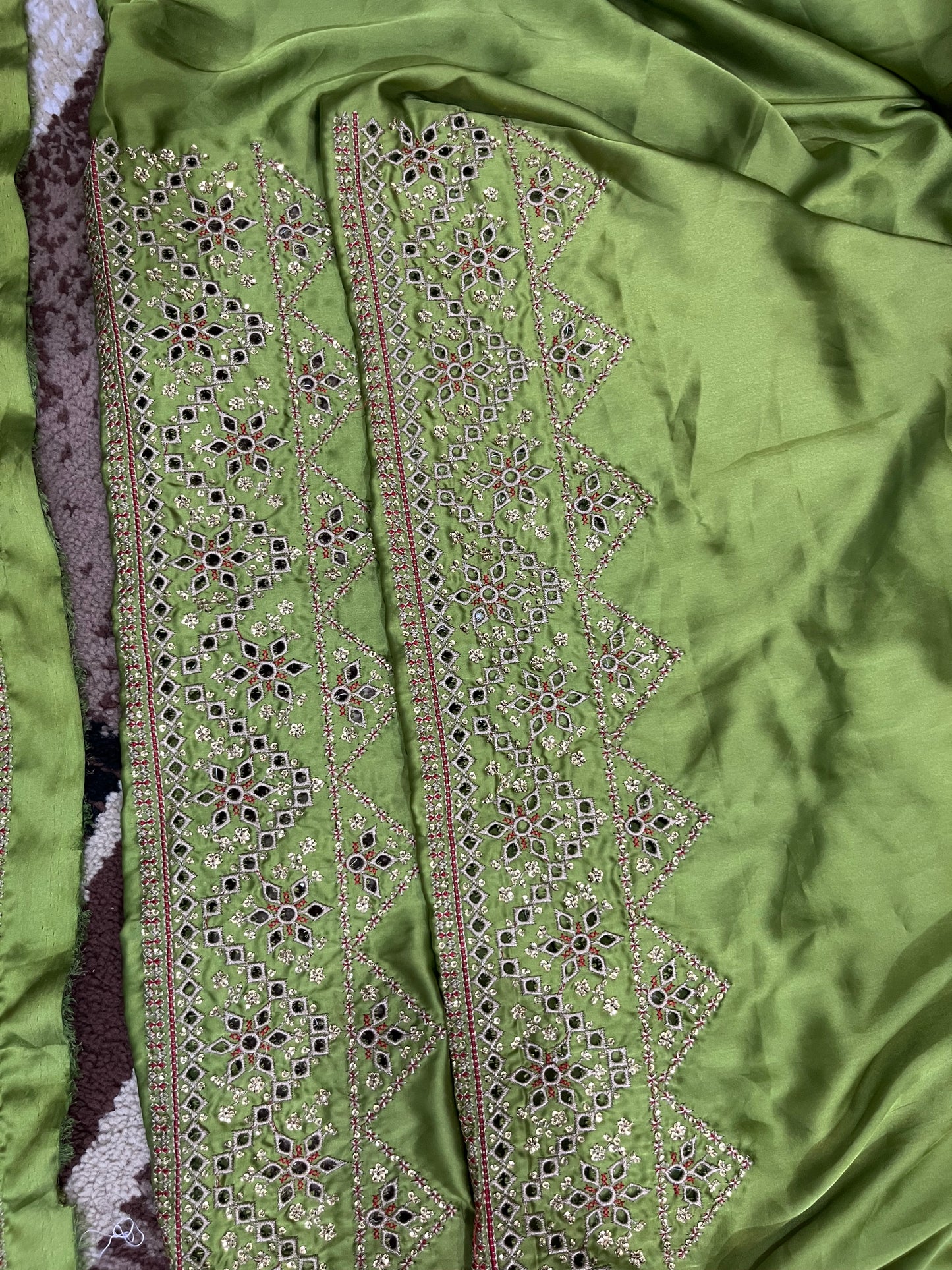 Balochi Kurta Parrot Green 3 pcs (Unstitched/Stitched Both available)