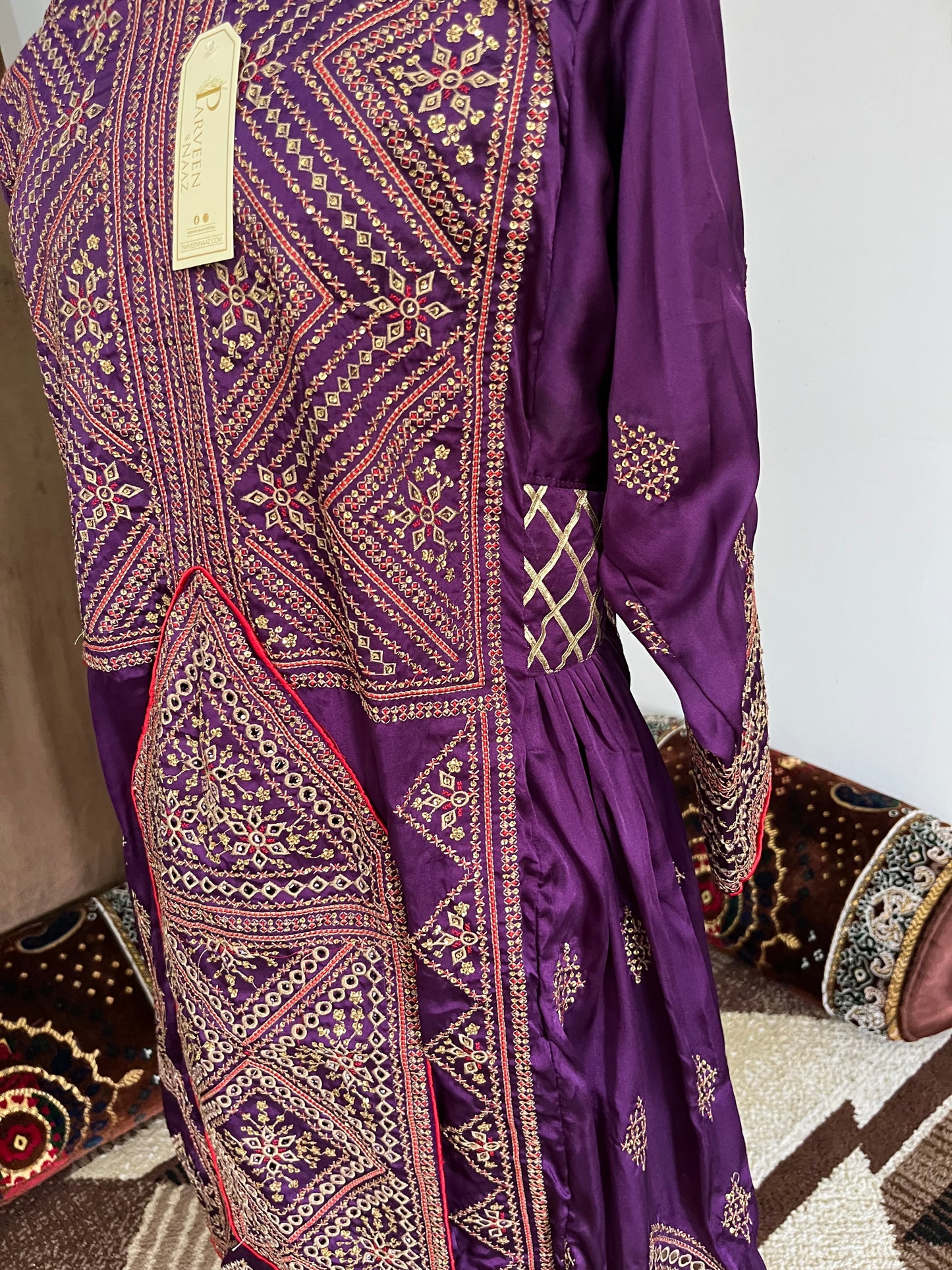 Balochi Dress ChikanKari Purple By Manahil & Merab