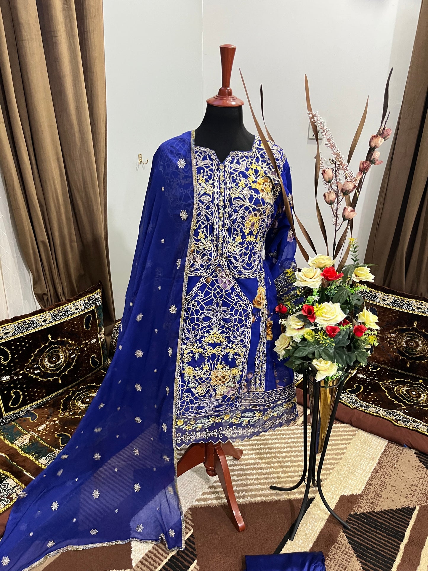 Balochi Dress Laserkari Blue