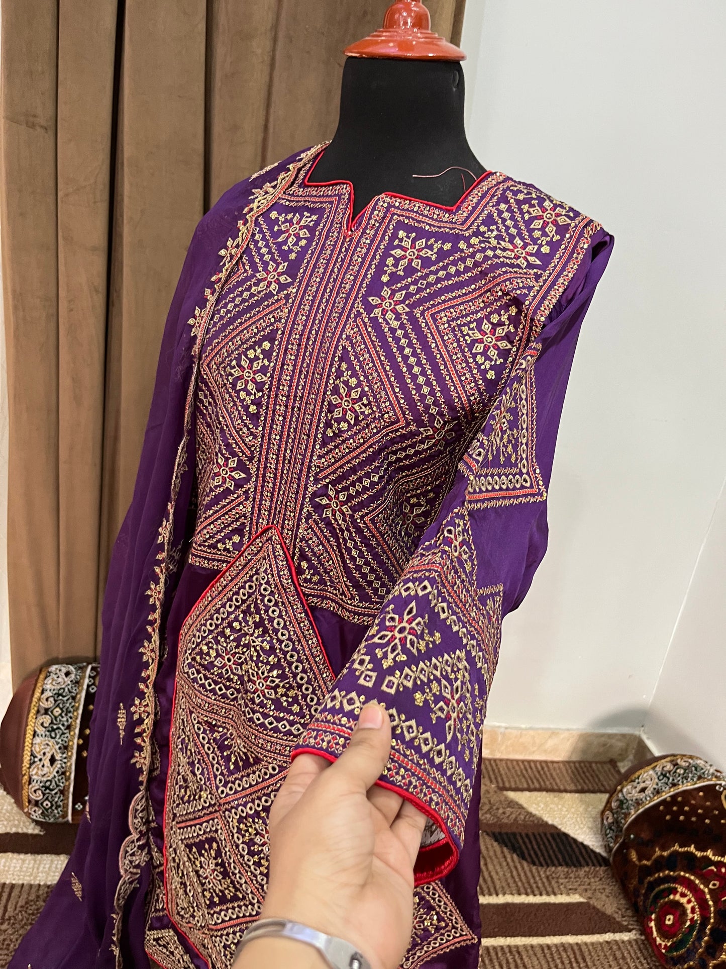 Balochi Dress ChikanKari Purple By Manahil & Merab