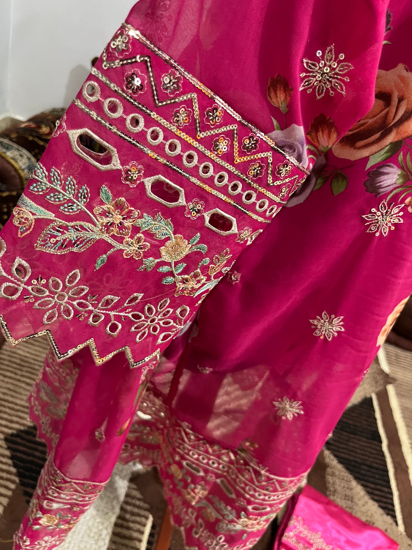 Balochi Dress Laserkari Pink