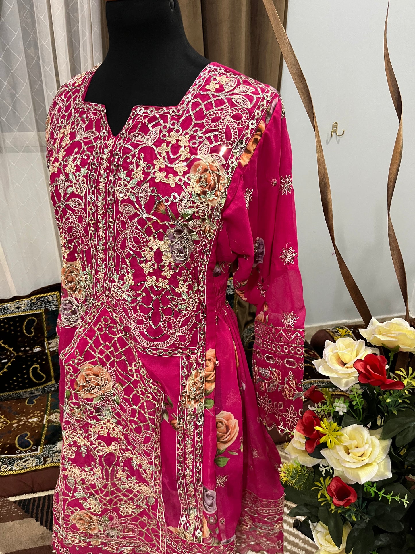 Balochi Dress Laserkari Pink