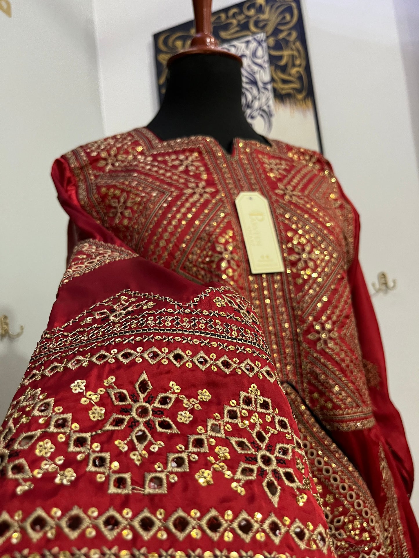 Balochi Dress ChikanKari Red By Manahil & Merab