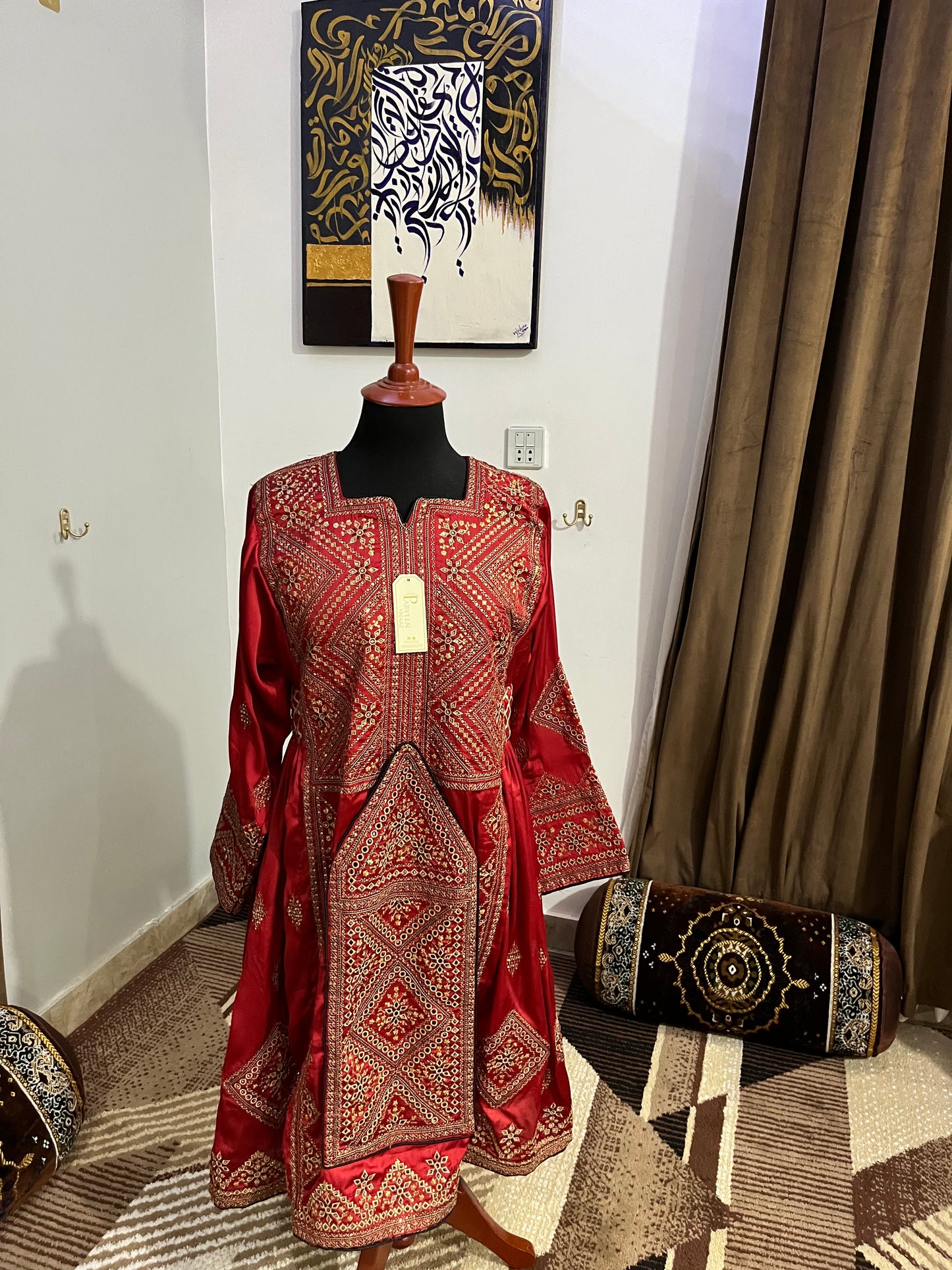 Balochi Dress ChikanKari Red By Manahil & Merab
