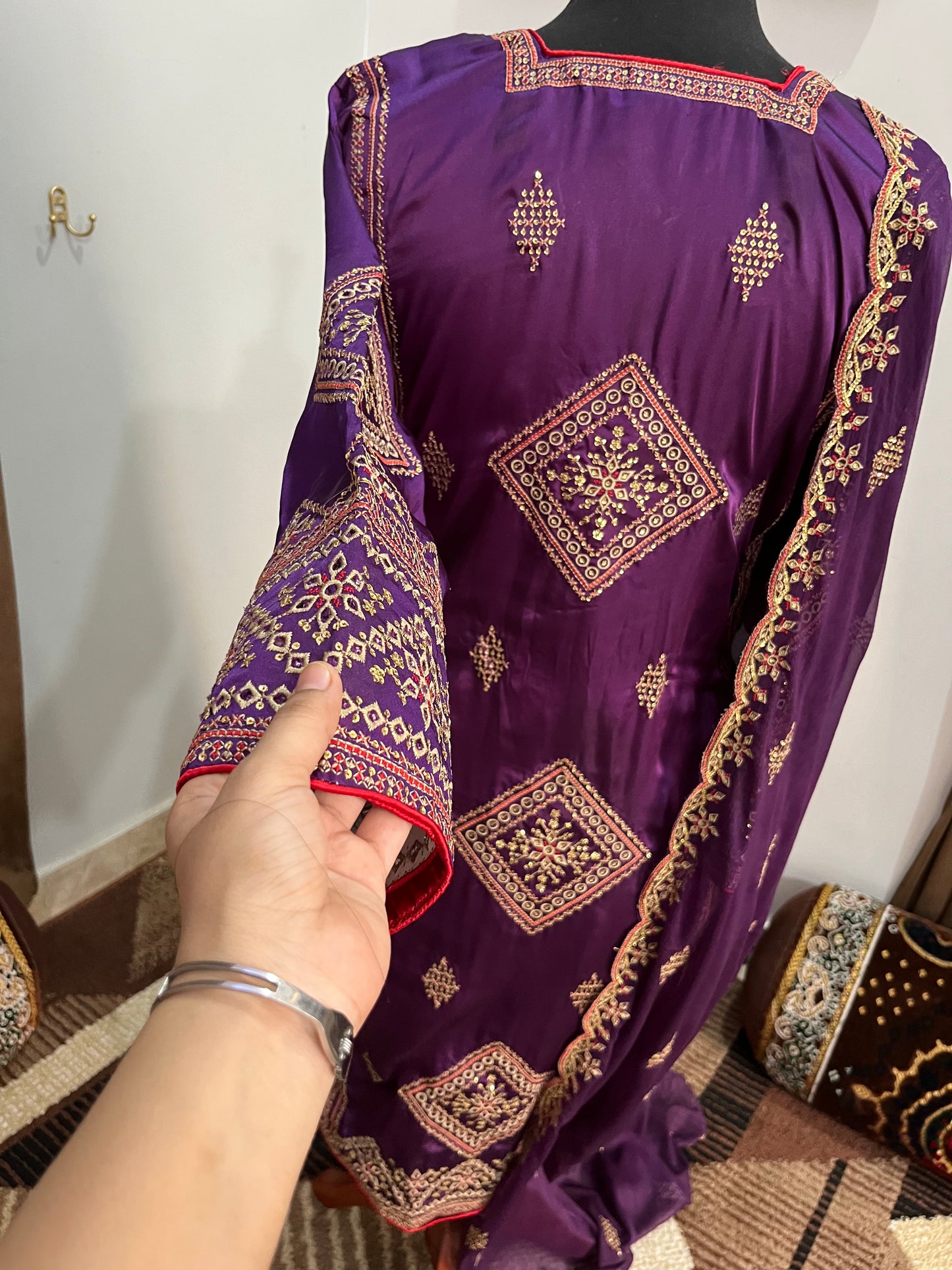 Balochi Dress ChikanKari Purple By Manahil & Merab