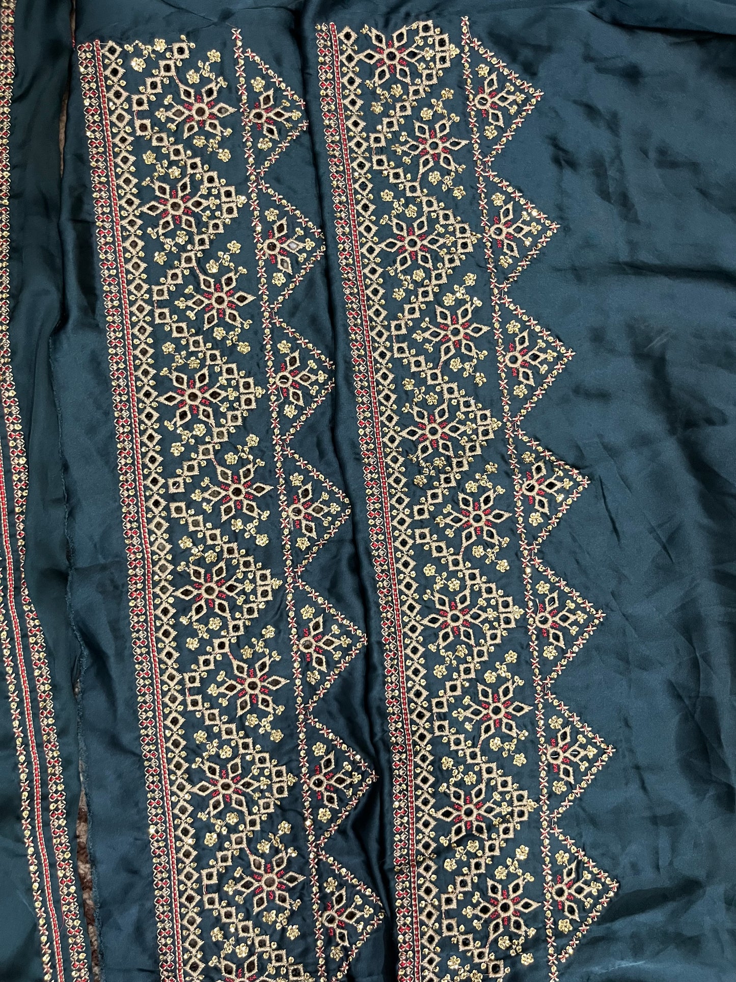 Balochi Kurta Danim Green 3 pcs (Unstitched/Stitched Both available)