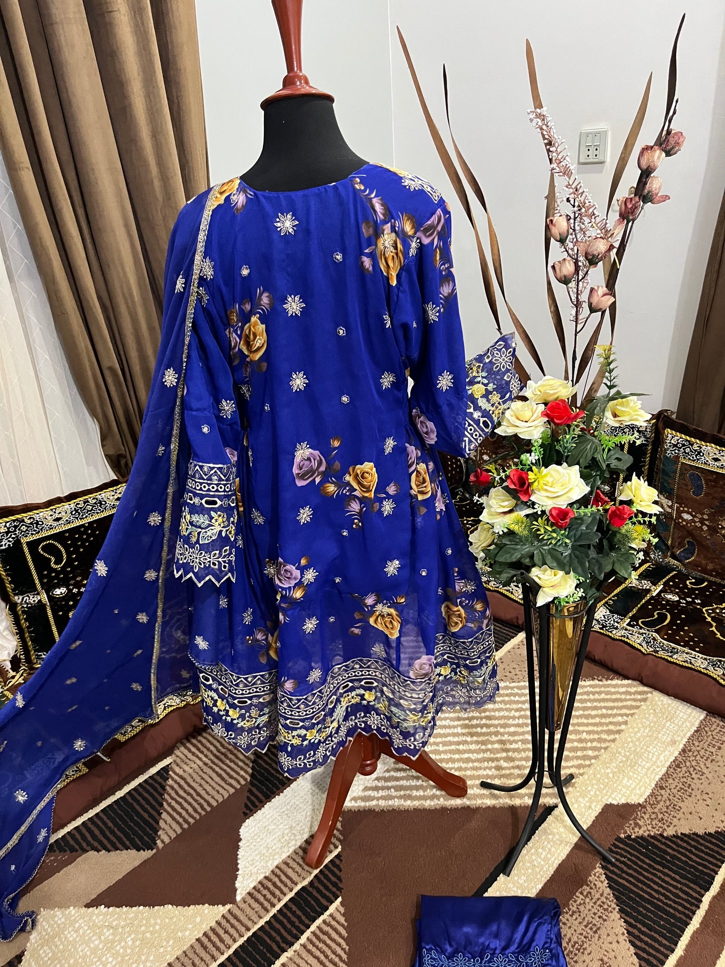 Balochi Dress Laserkari Blue
