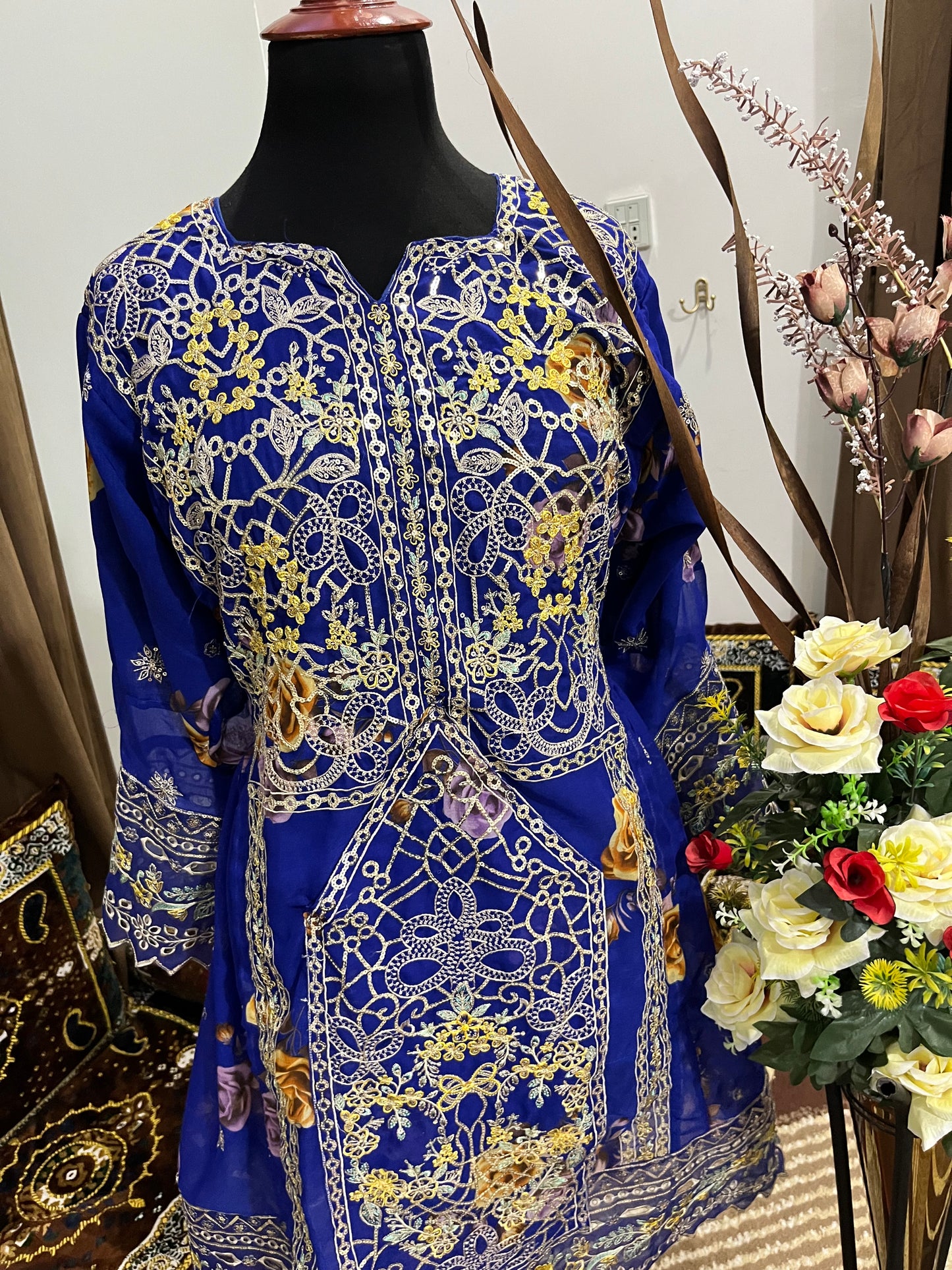 Balochi Dress Laserkari Blue