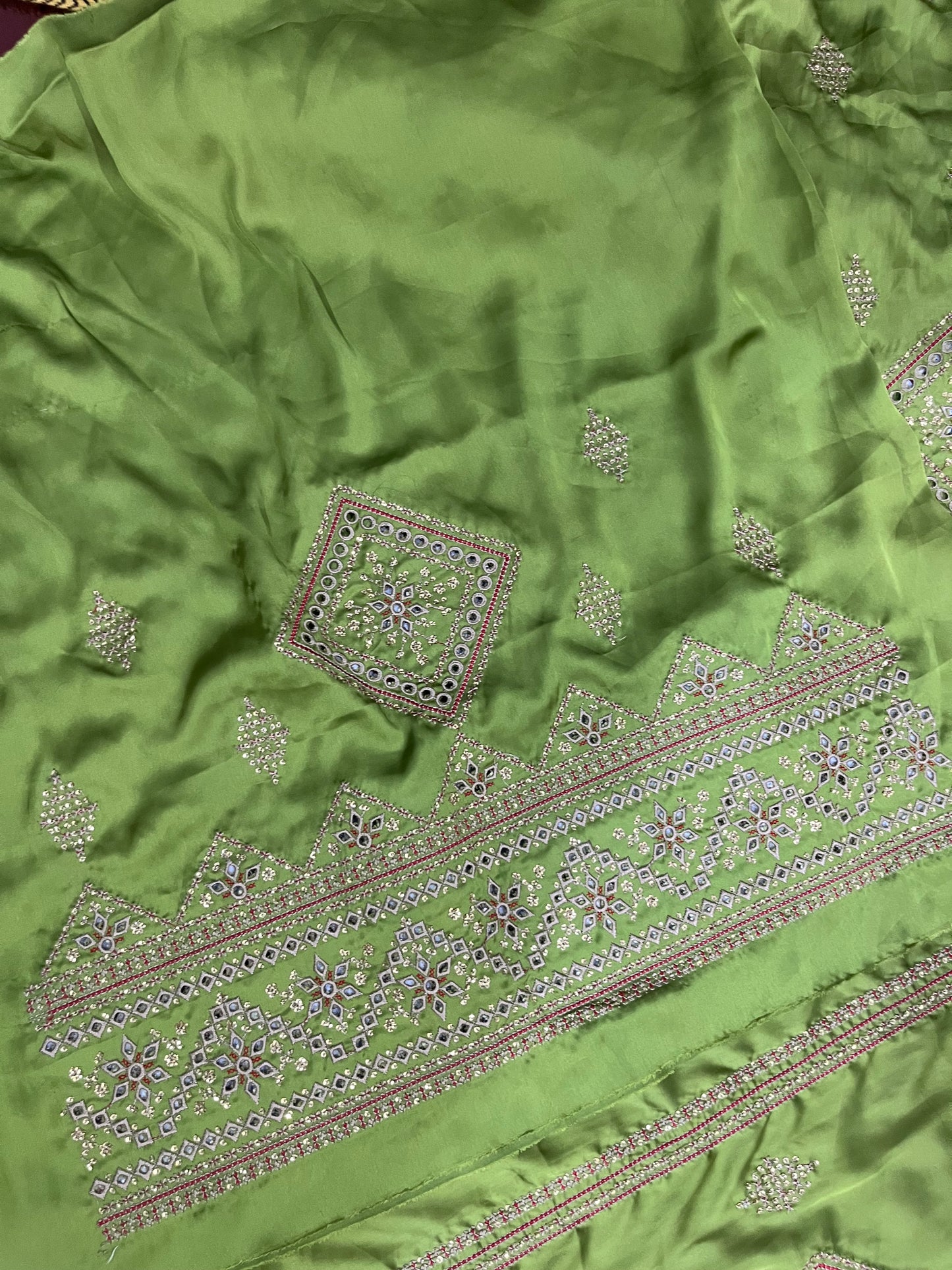 Balochi Kurta Parrot Green 3 pcs (Unstitched/Stitched Both available)