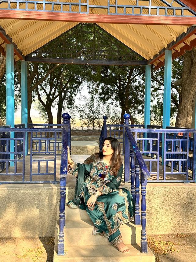 Balochi Kurta Danim Green 3-Piece (Unstitched/Stitched Both available)