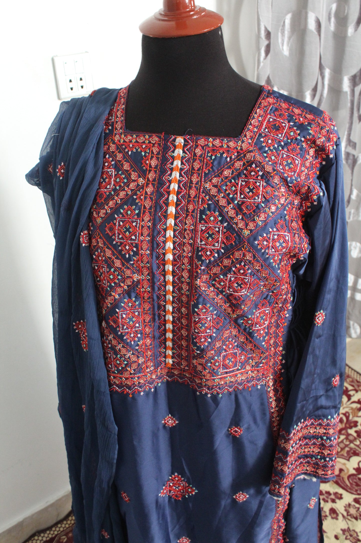 Balochi Kurta Blue (Unstitched Dress)