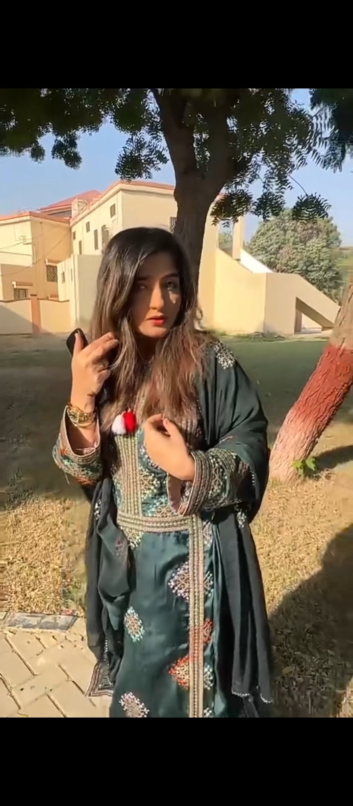 Balochi Kurta Danim Green 3-Piece (Unstitched/Stitched Both available)