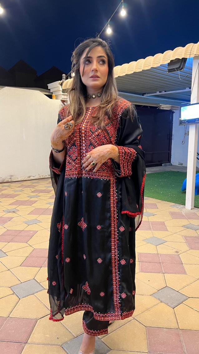 Balochi Kurta 3-Piece (Unstitched/Stitched Both available)