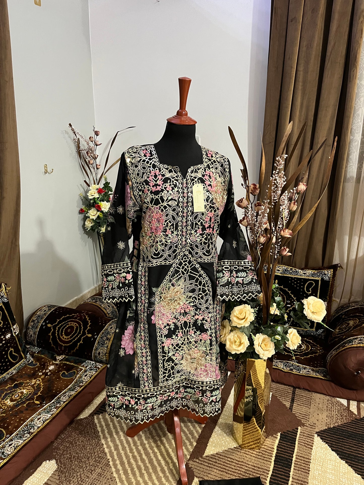 Balochi Dress Laserkari Black