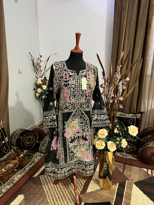 Balochi Dress Laserkari Black