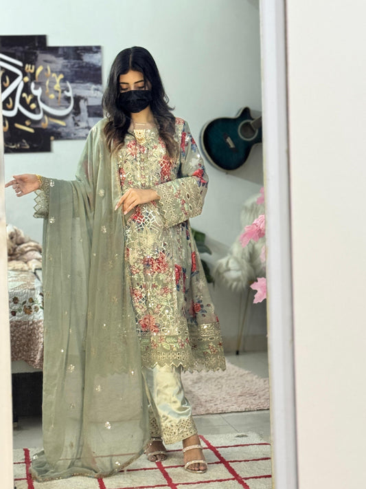 Balochi Dress Laserkari Grey