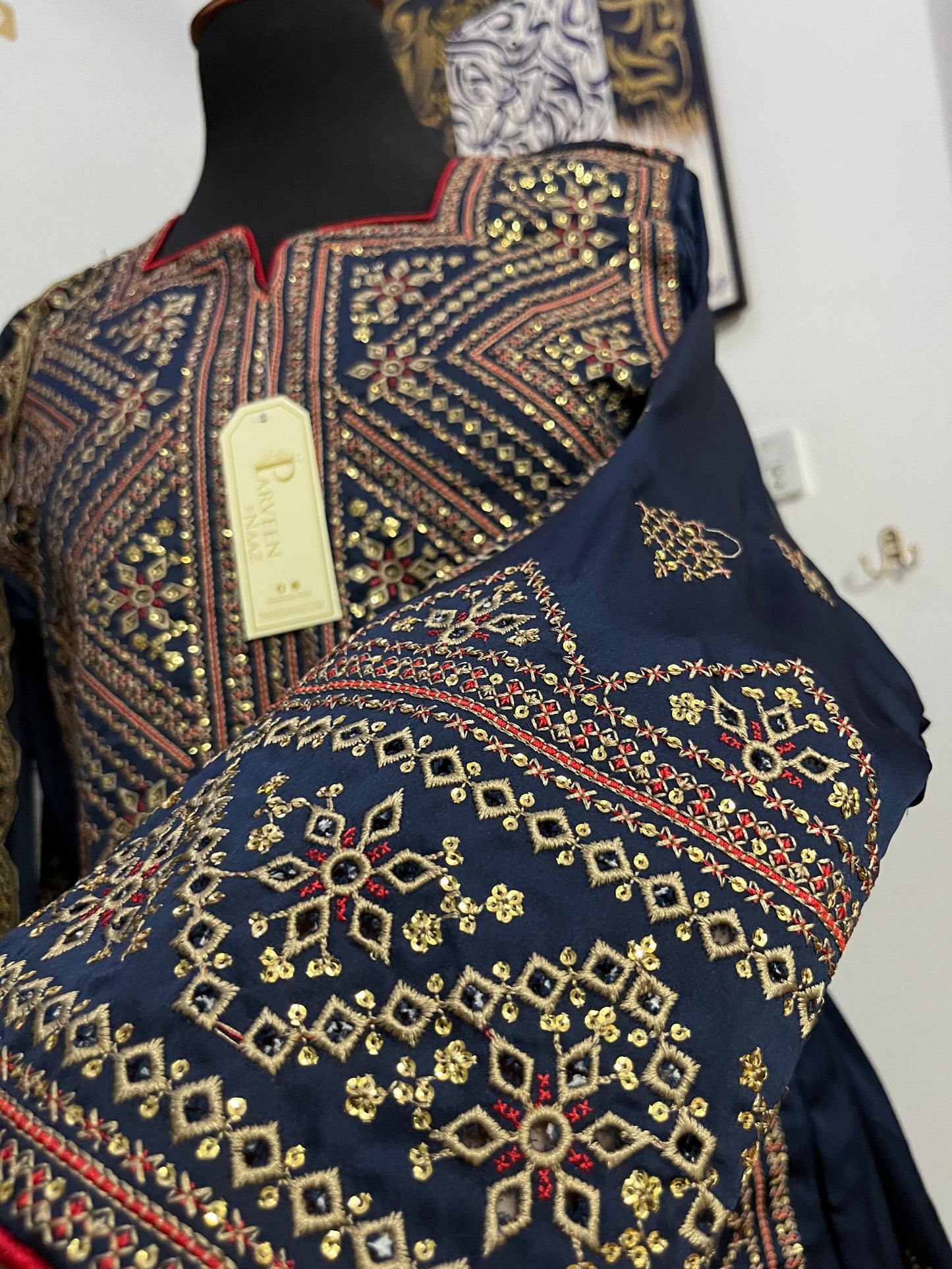 Balochi Dress ChikanKari Navy Blue By Manahil & Merab