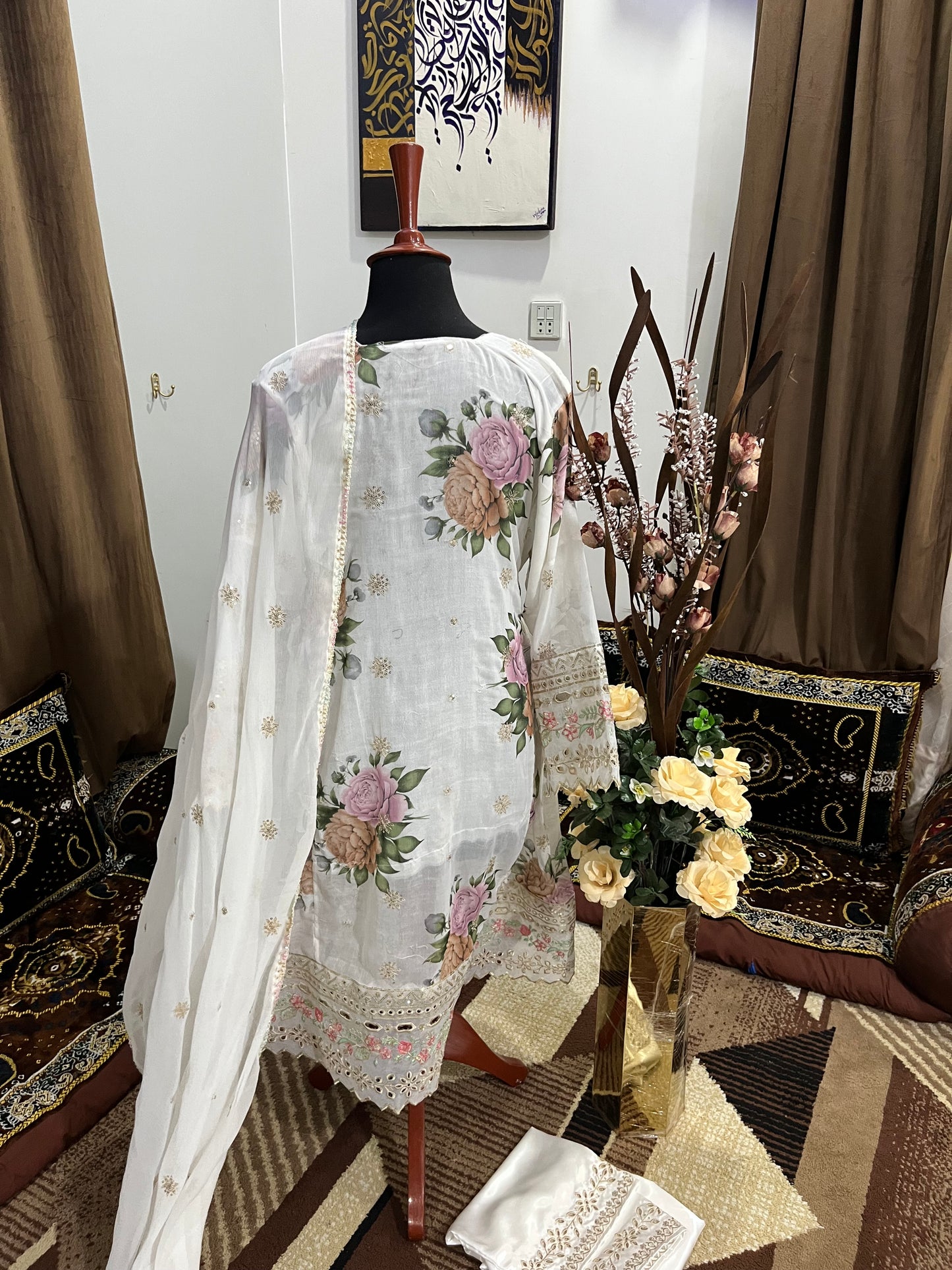 Balochi Dress Laserkari White