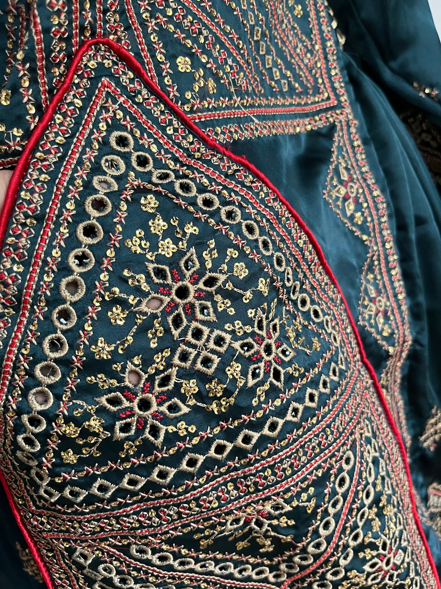 Balochi Dress ChikanKari Danim Green By Manahil & Merab