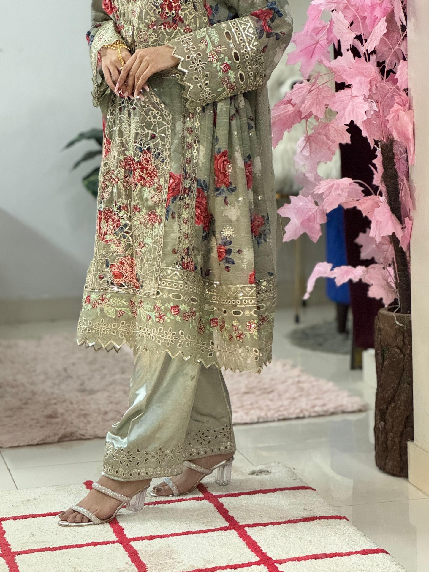Balochi Dress Laserkari Grey