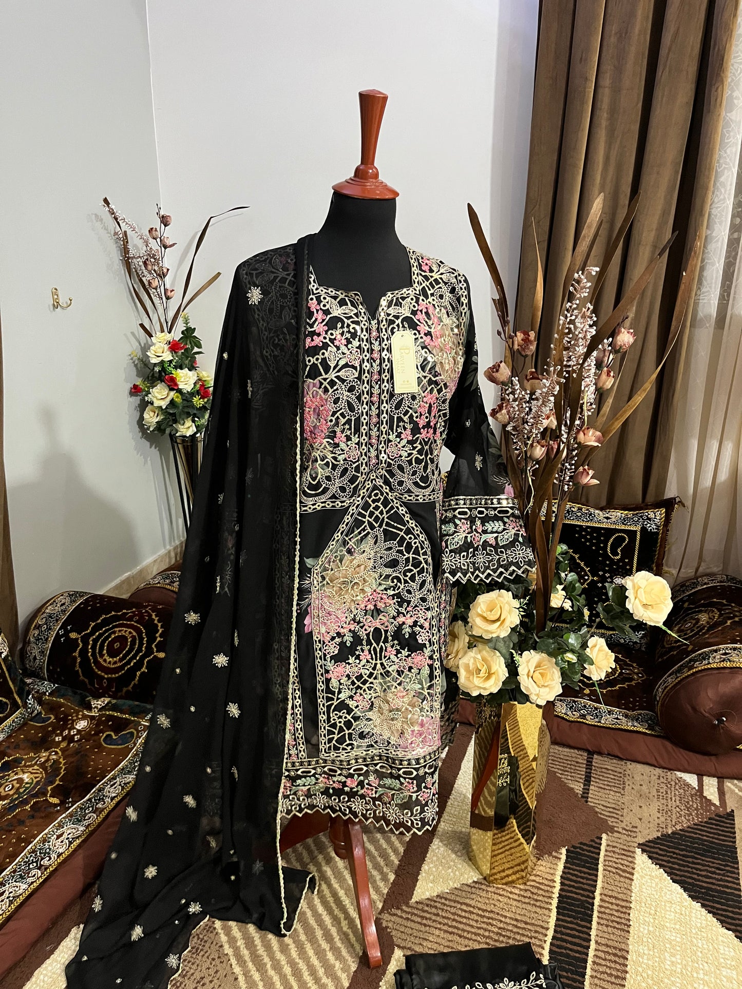 Balochi Dress Laserkari Black