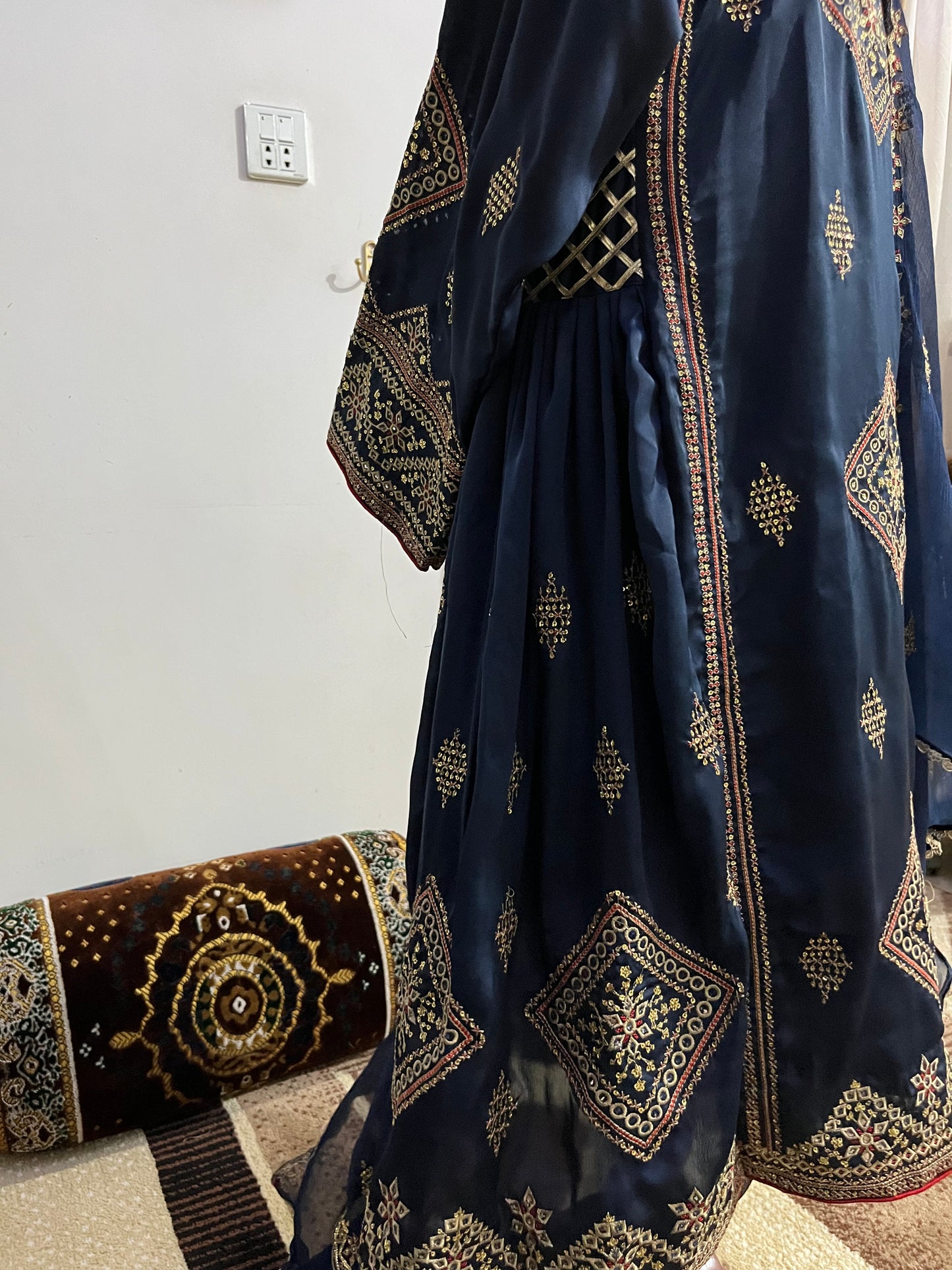 Balochi Dress ChikanKari Navy Blue By Manahil & Merab
