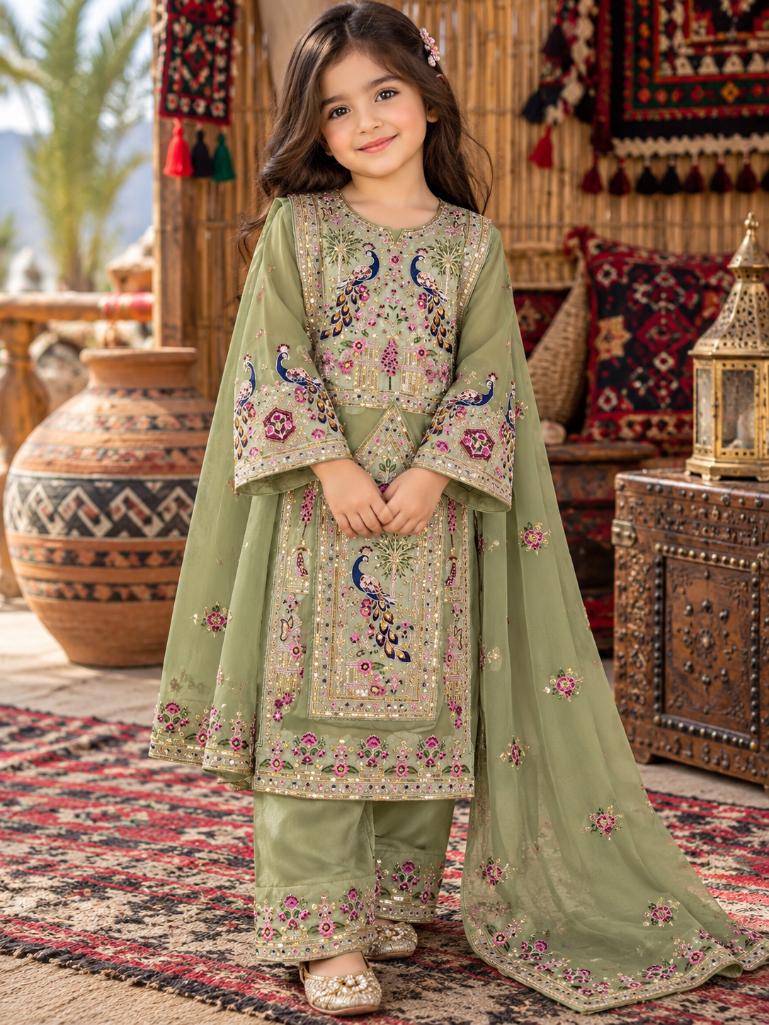 Balochi Dress D#48 Kids Peacock Design