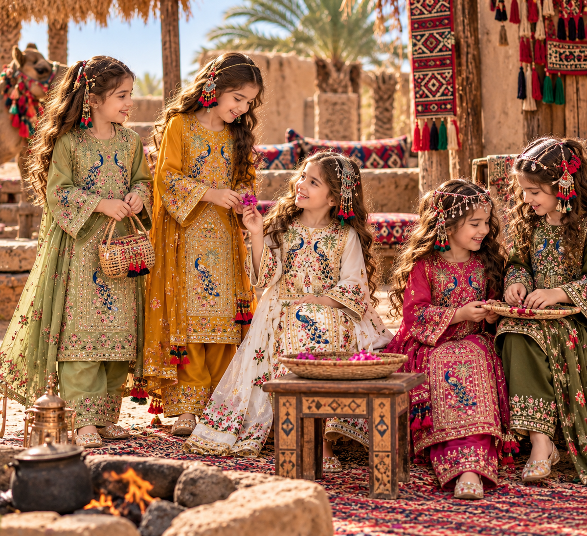 Balochi Dress D#48 Kids Peacock Design