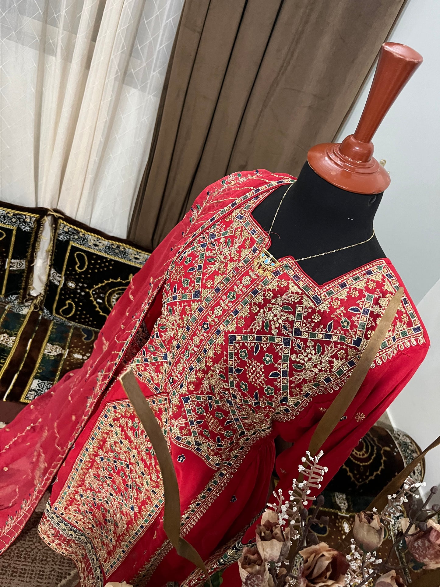 Balochi Formal Dress Red by Moomal Manahil