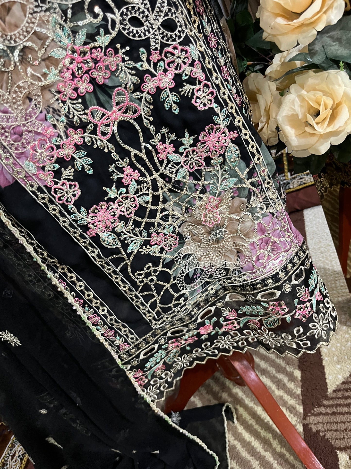 Balochi Dress Laserkari Black