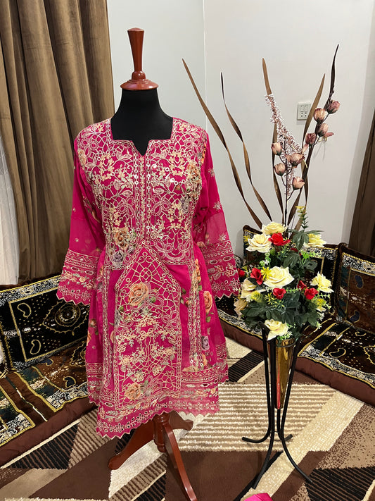 Balochi Dress Laserkari Pink