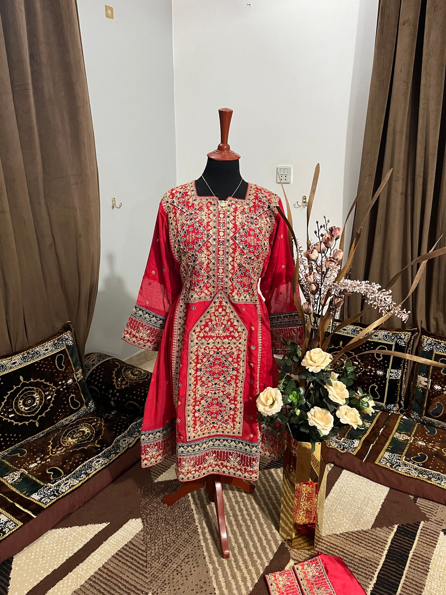 Balochi Formal Dress Red by Moomal Manahil