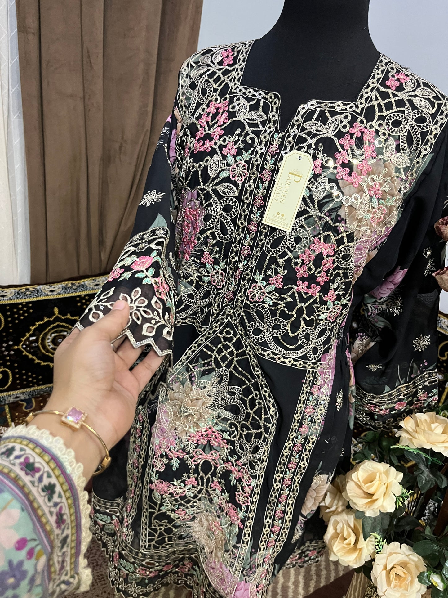 Balochi Dress Laserkari Black