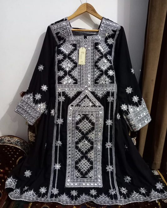 Balochi Dress 3-Piece Mirror Work (Unstitched/Stitched Both available)