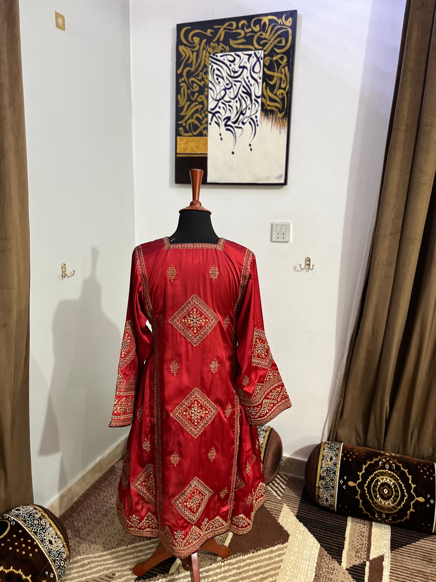 Balochi Dress ChikanKari Red By Manahil & Merab