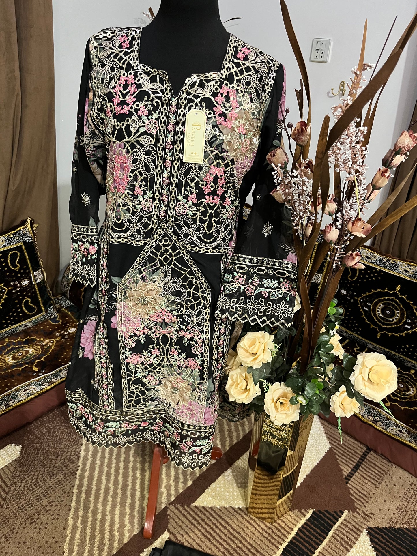 Balochi Dress Laserkari Black