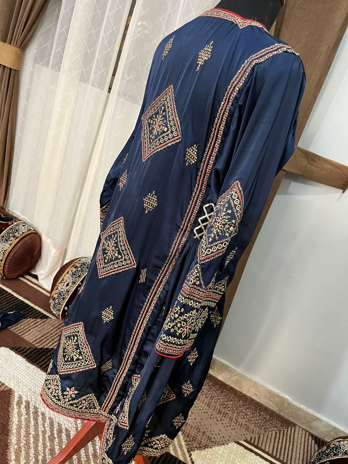Balochi Dress ChikanKari Navy Blue By Manahil & Merab