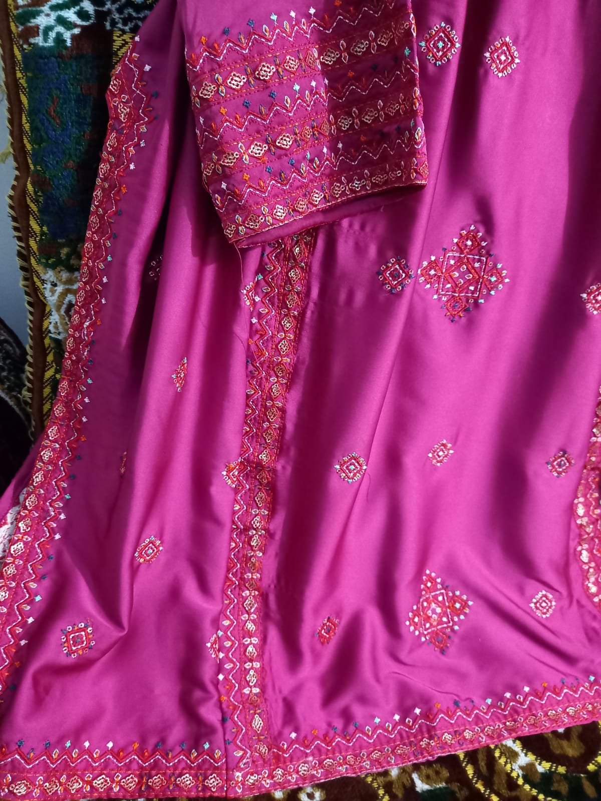 Balochi Kurta Pink (Unstitch 3 Pcs Dress)