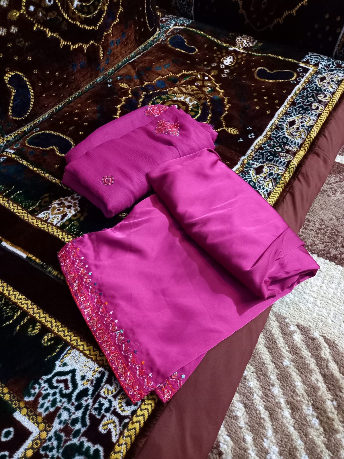 Balochi Kurta Pink (Unstitch 3 Pcs Dress)