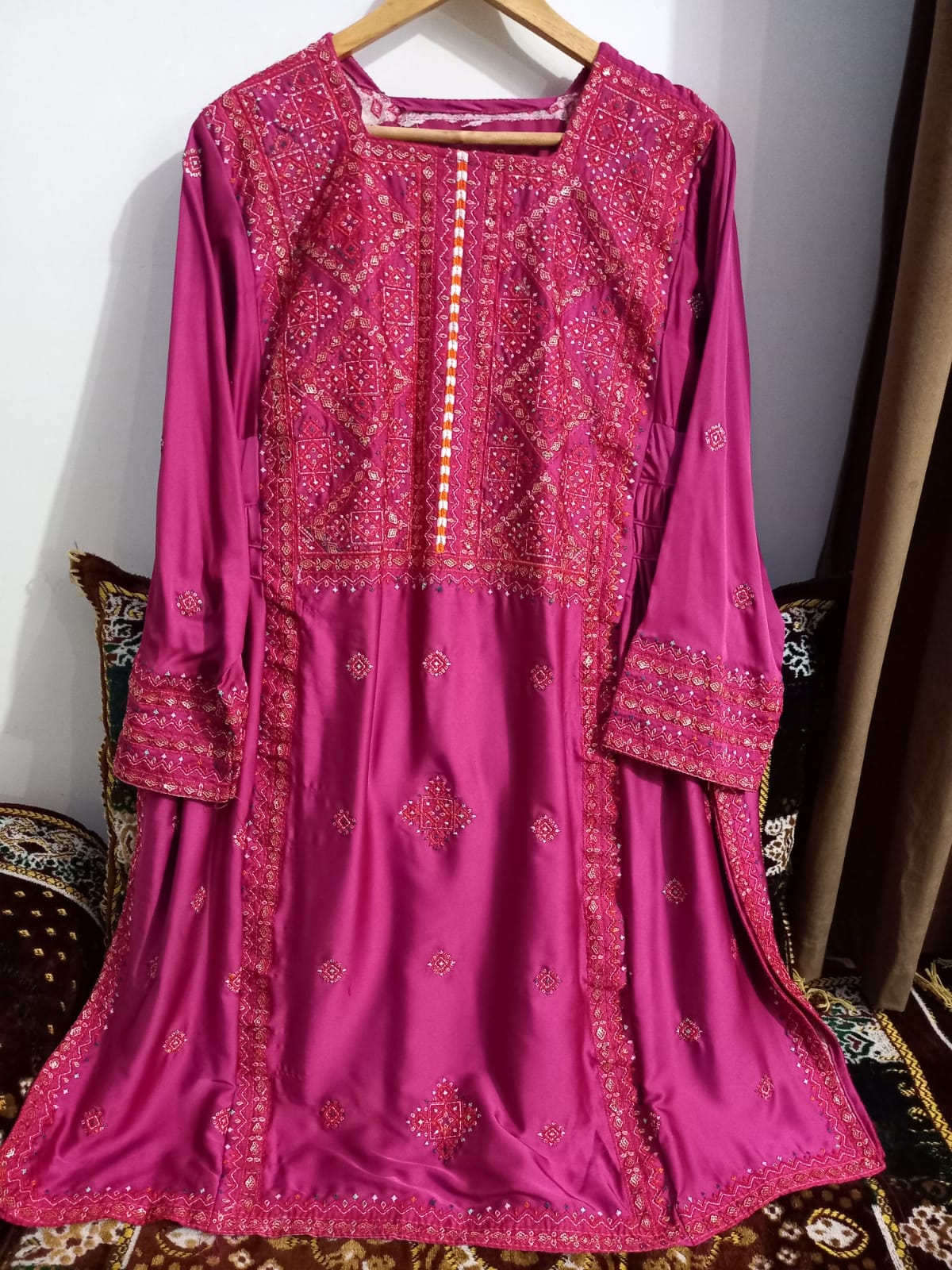 Balochi Kurta Pink (Unstitch 3 Pcs Dress)