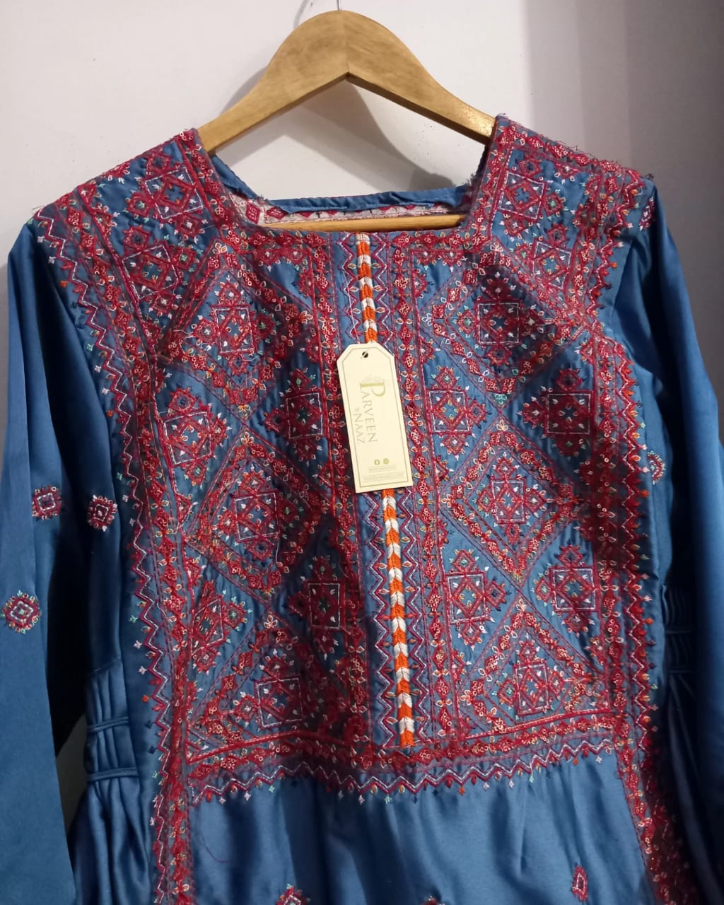 Balochi Kurta Azure 3-Piece  (Unstitched/Stitched Both available)