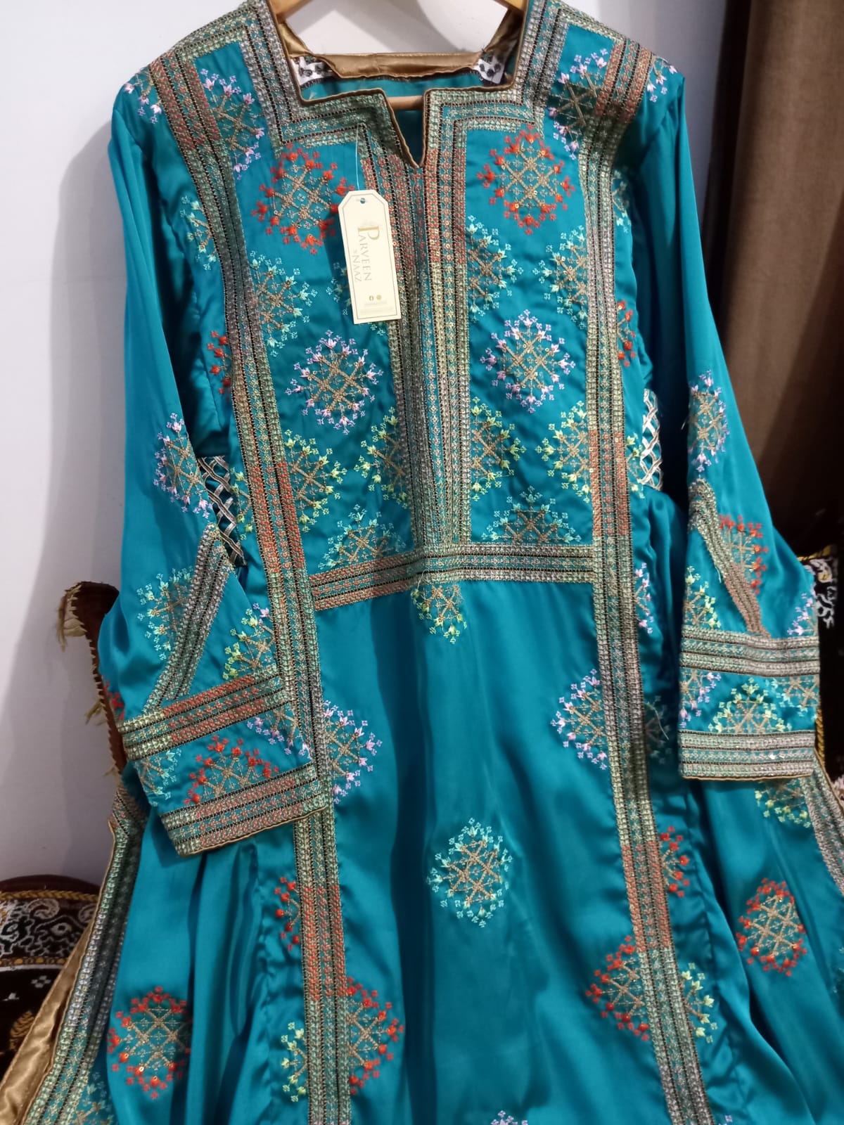 Balochi Kurta Ferozi 3-Piece  (Unstitched/Stitched Both Available)